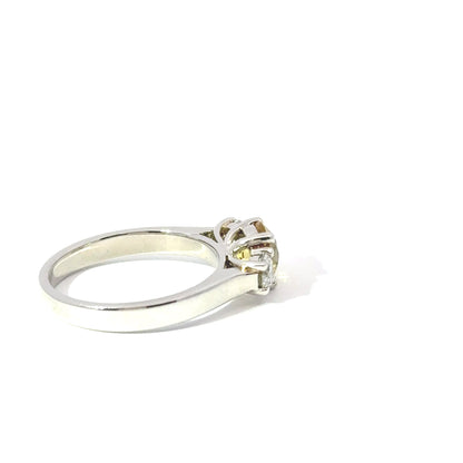 Platinum Yellow Sapphire & Diamond 3 Stone Ring (Pre-Loved), Est. 1.0ct