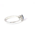 18ct White Gold Oval Sapphire & Diamond 3 Stone Ring