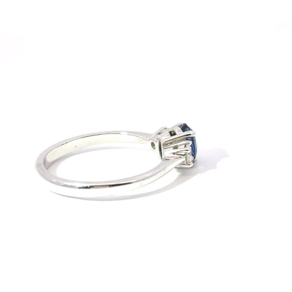 18ct White Gold Oval Sapphire & Diamond 3 Stone Ring (Pre-Loved), Est. 1.20ct