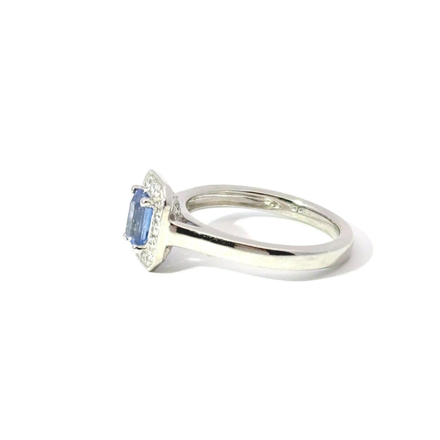 Platinum Sri-Lankan Sapphire & Diamond Halo Ring (Pre-Loved), Est. 0.60ct