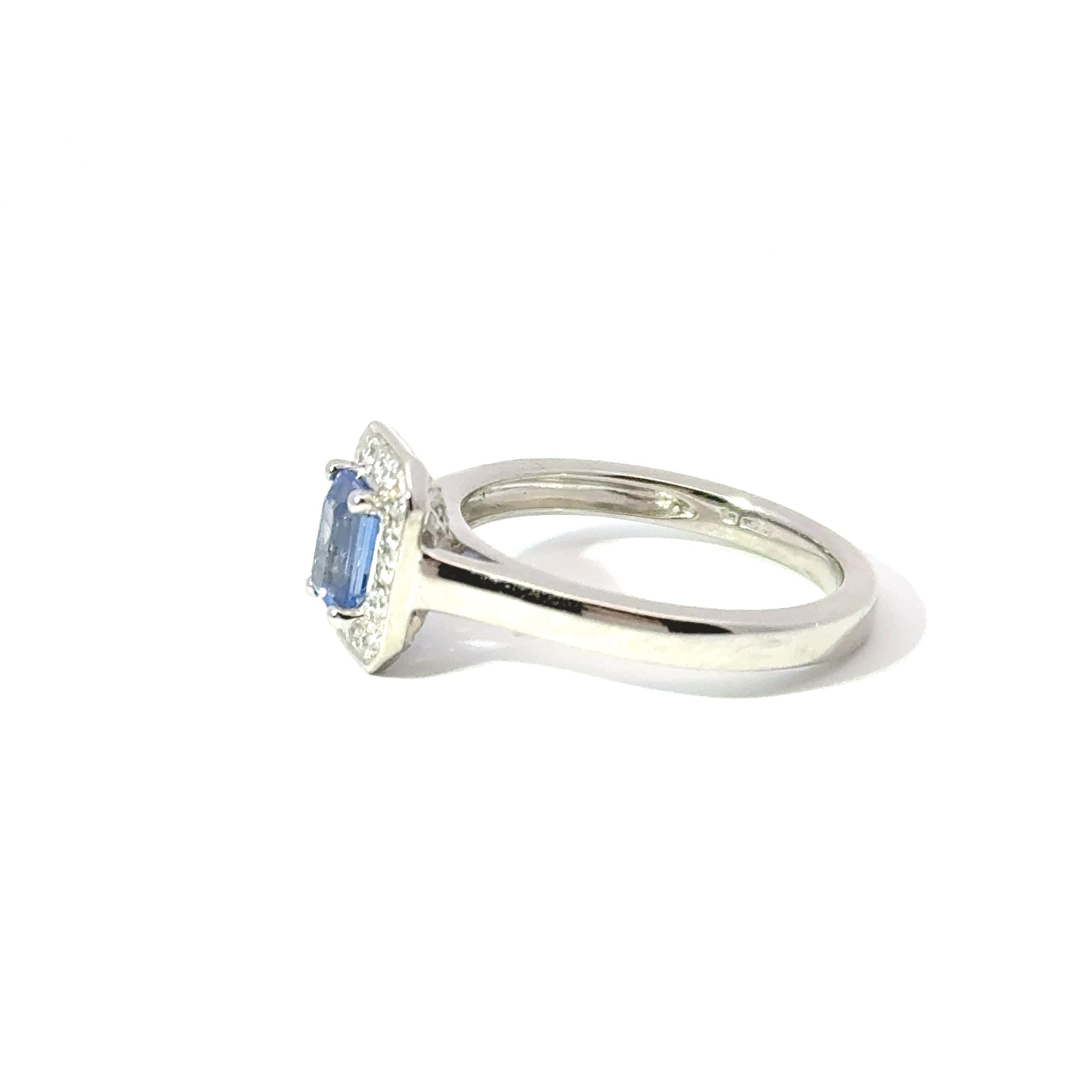 Platinum Sapphire & Diamond Halo Ring