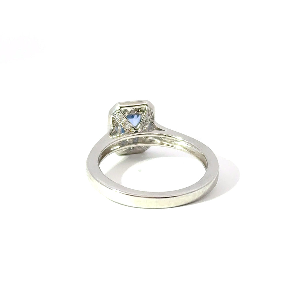 Platinum Sapphire & Diamond Halo Ring