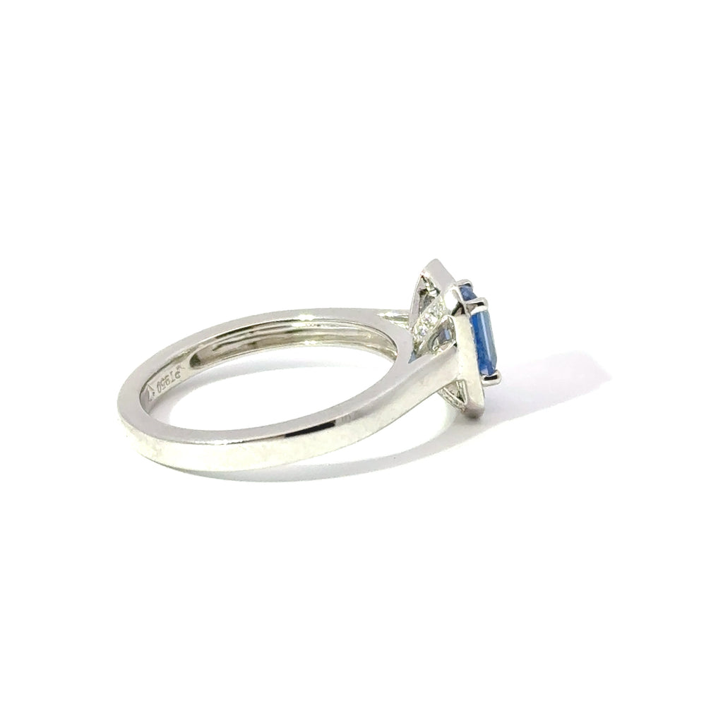 Platinum Sapphire & Diamond Halo Ring