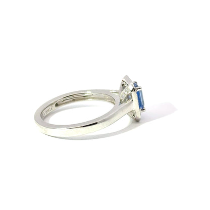 Platinum Sri-Lankan Sapphire & Diamond Halo Ring (Pre-Loved), Est. 0.60ct