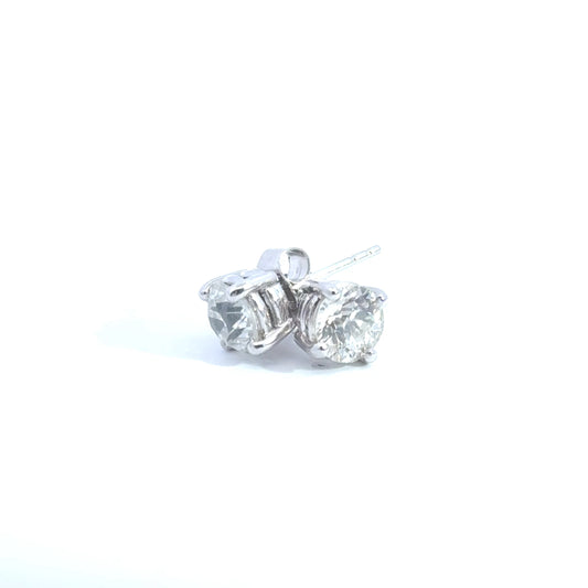18ct White Gold Diamond Earrings in 4 Claw Setting (Pre-Loved), 1.91ct Total