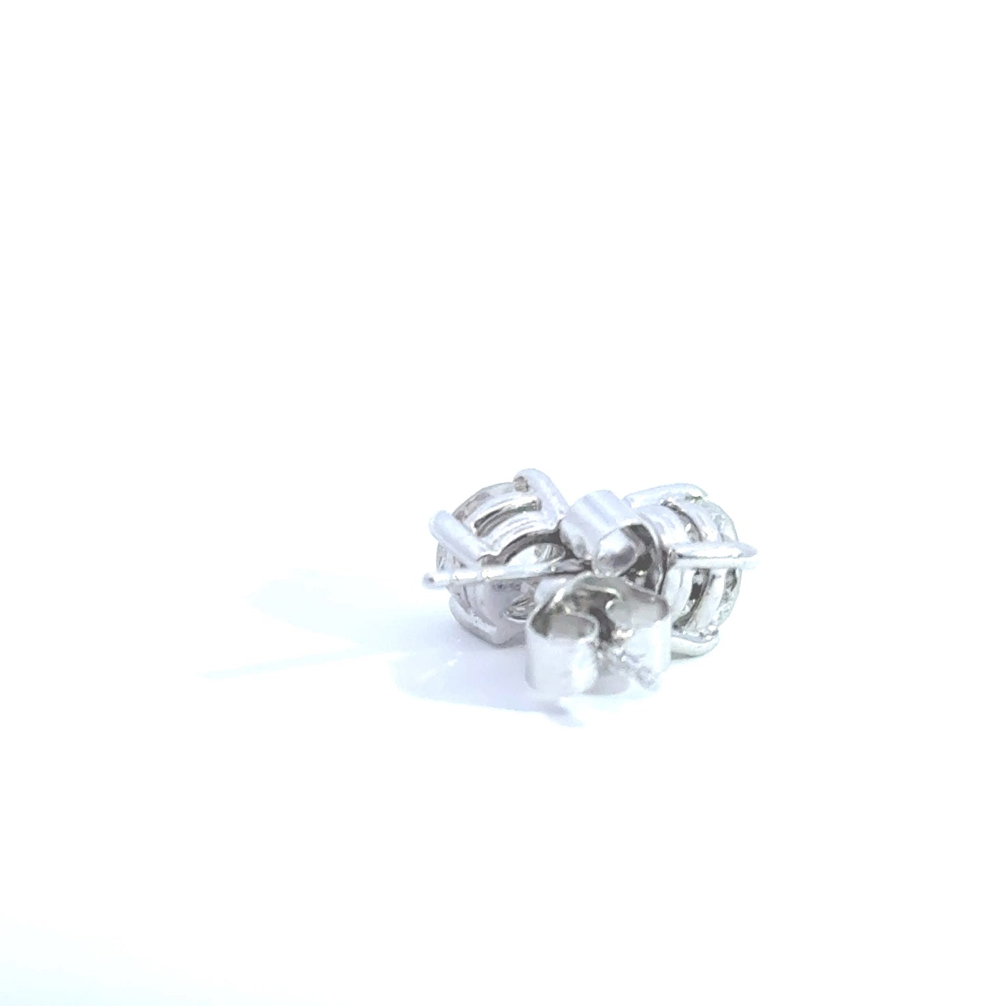 18ct White Gold Diamond Earrings in 4 Claw Setting (Pre-Loved), 1.91ct Total