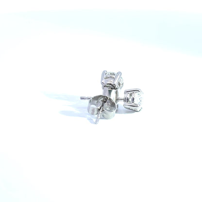 Platinum Diamond Earstuds in 4 Claw Setting (Pre-Loved), Est. 0.90ct Total
