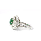 Platinum Emerald & Diamond Vintage Dress Ring