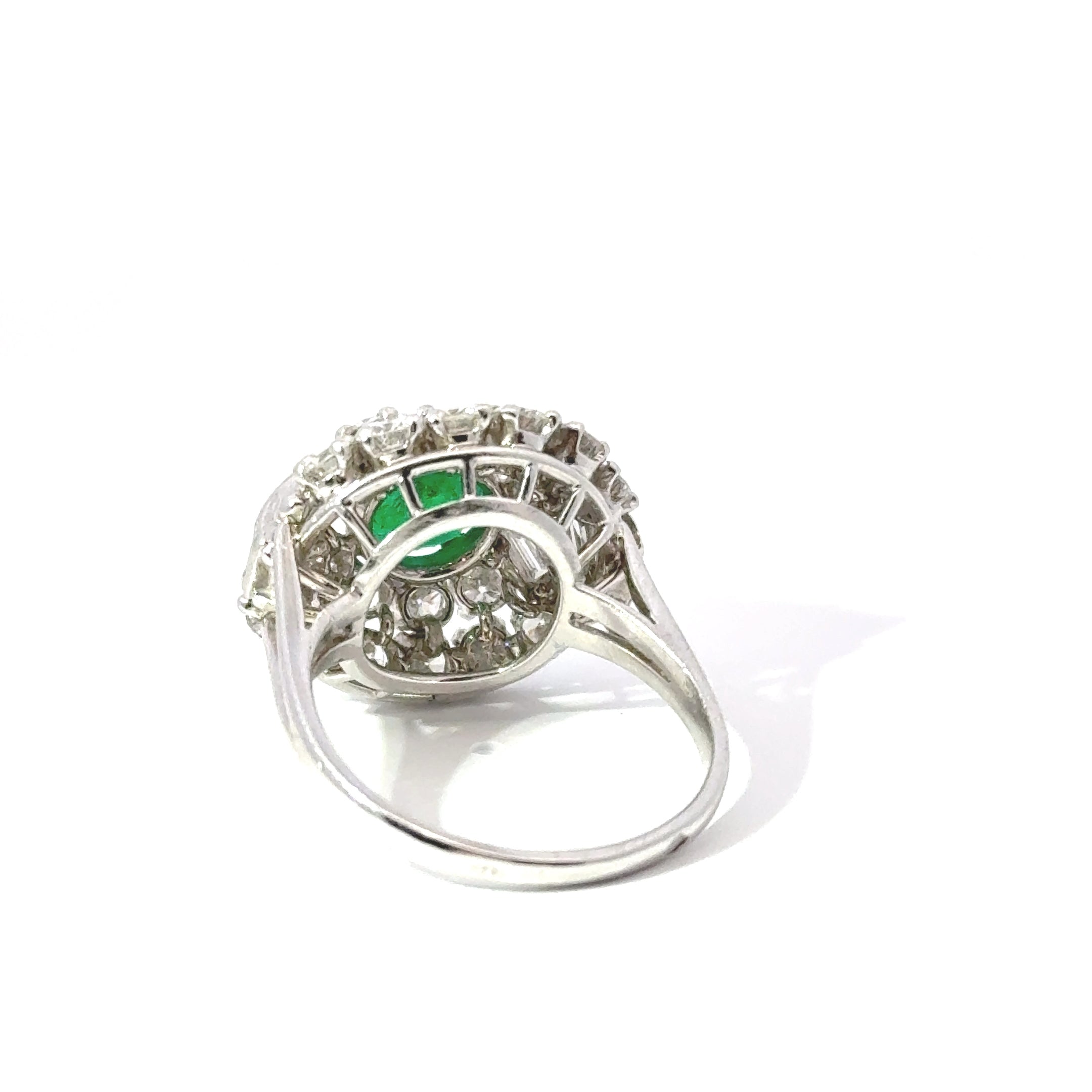 Platinum Emerald & Diamond Vintage Dress Ring
