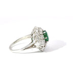 Platinum Emerald & Diamond Vintage Dress Ring