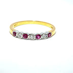 18ct Yellow Gold Pink Sapphire & Diamond Rubover Set Half Eternity Ring