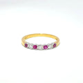 18ct Yellow Gold Pink Sapphire & Diamond Rubover Set Half Eternity Ring