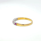 18ct Yellow Gold Pink Sapphire & Diamond Rubover Set Half Eternity Ring