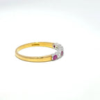 18ct Yellow Gold Pink Sapphire & Diamond Rubover Set Half Eternity Ring