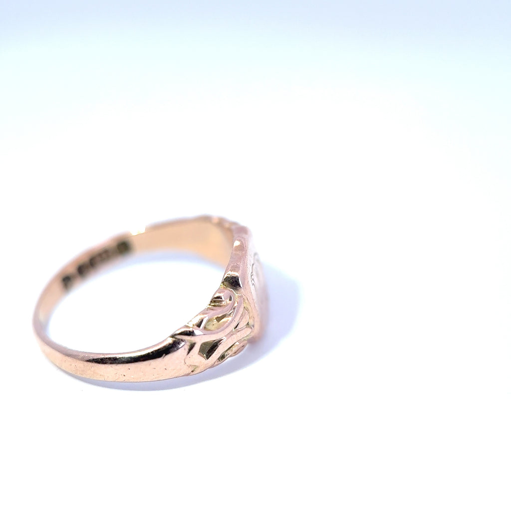 Antiker edwardianischer 9-Karat-Gelbgold-Schild-Siegelring