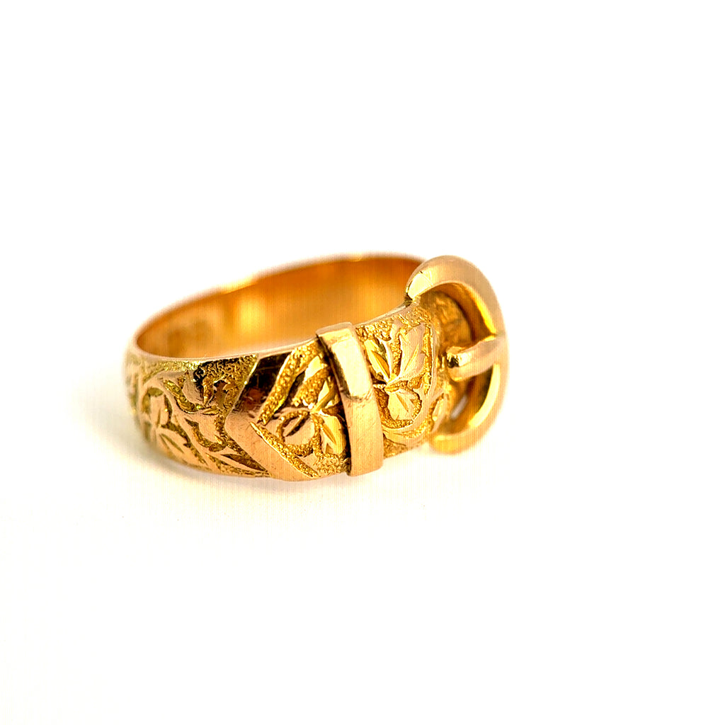 Antique Victorian 18ct Yellow Gold Buckle Ring, 1897/8
