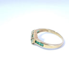 Vintage 9ct Yellow Gold Emerald & Diamond Art-Deco Inspired Ring