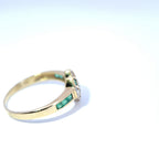 Vintage 9ct Yellow Gold Emerald & Diamond Art-Deco Inspired Ring