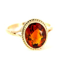 Vintage 9ct Yellow Gold Oval Citrine Ring, London 1977