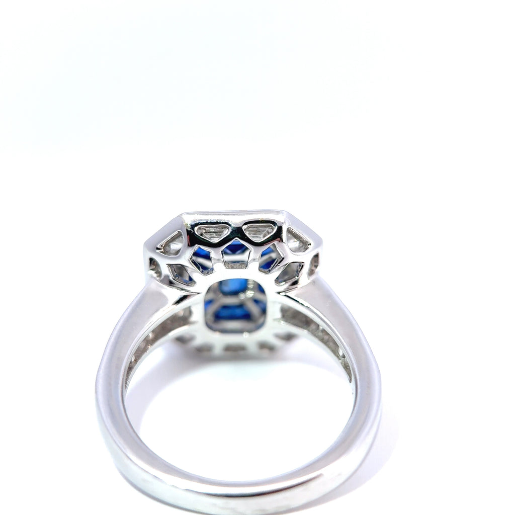 Hirsh ‘Gatsby’ 18ct White Gold Sapphire & Diamond Art-Deco Style Ring