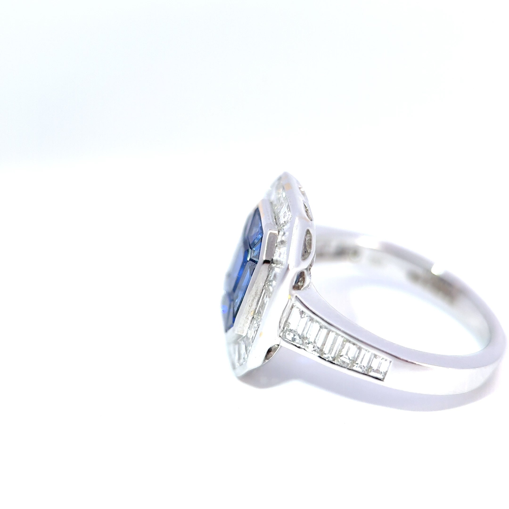 Hirsh ‘Gatsby’ 18ct White Gold Sapphire & Diamond Art-Deco Style Ring