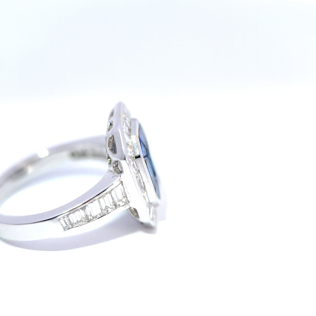 Hirsh ‘Gatsby’ 18ct White Gold Sapphire & Diamond Art-Deco Style Ring