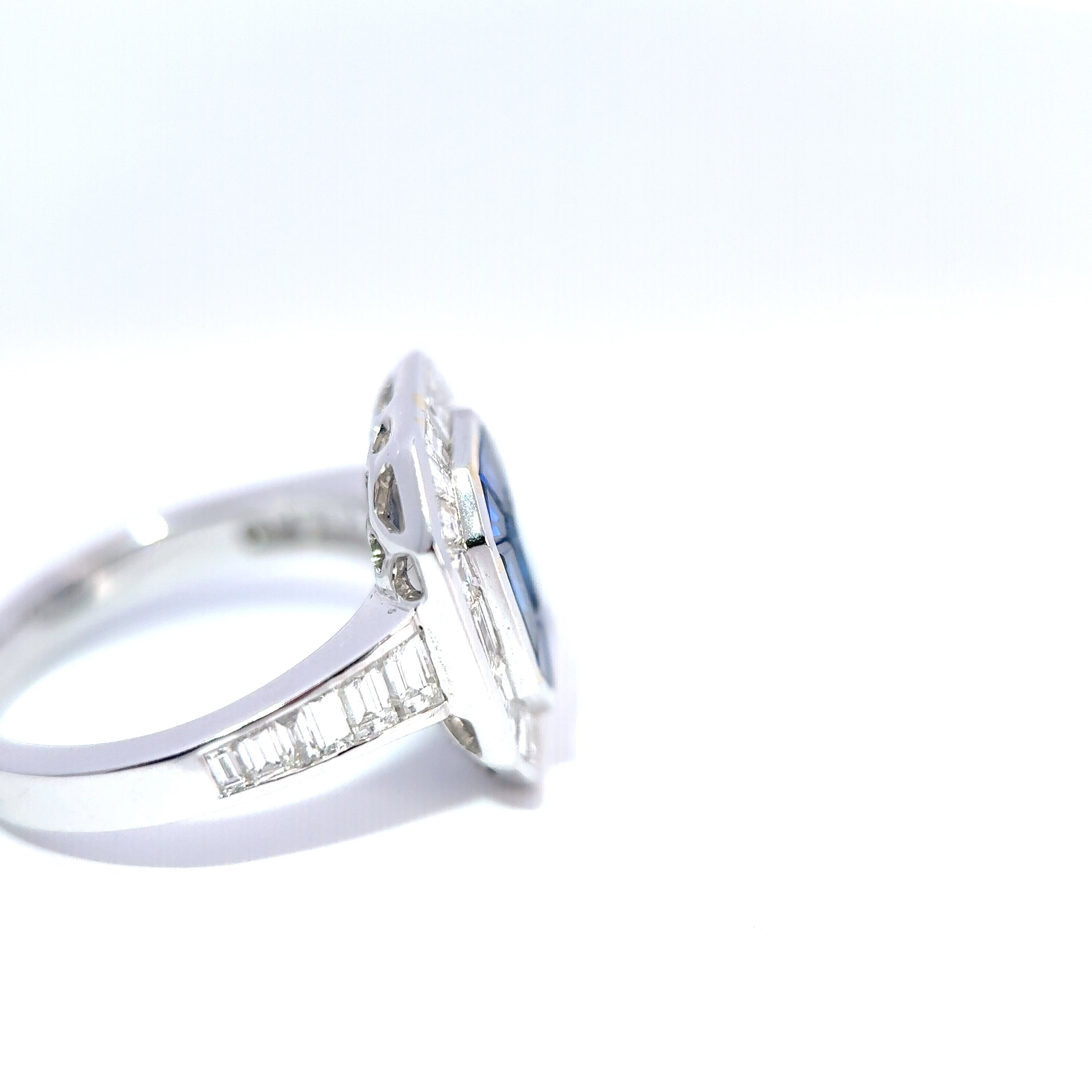 Hirsh ‘Gatsby’ 18ct White Gold Sapphire & Diamond Art-Deco Style Ring