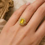 Vintage 18ct Yellow Gold Yellow Sapphire & Diamond Cluster Ring