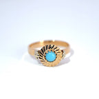 Mid Century 18ct Yellow Gold Cabochon Turquoise Sunburst Ring, Circa 1950s