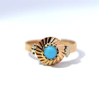 Mid Century 18ct Yellow Gold Cabochon Turquoise Sunburst Ring, Circa 1950s