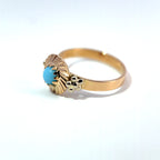Mid Century 18ct Yellow Gold Cabochon Turquoise Sunburst Ring, Circa 1950s