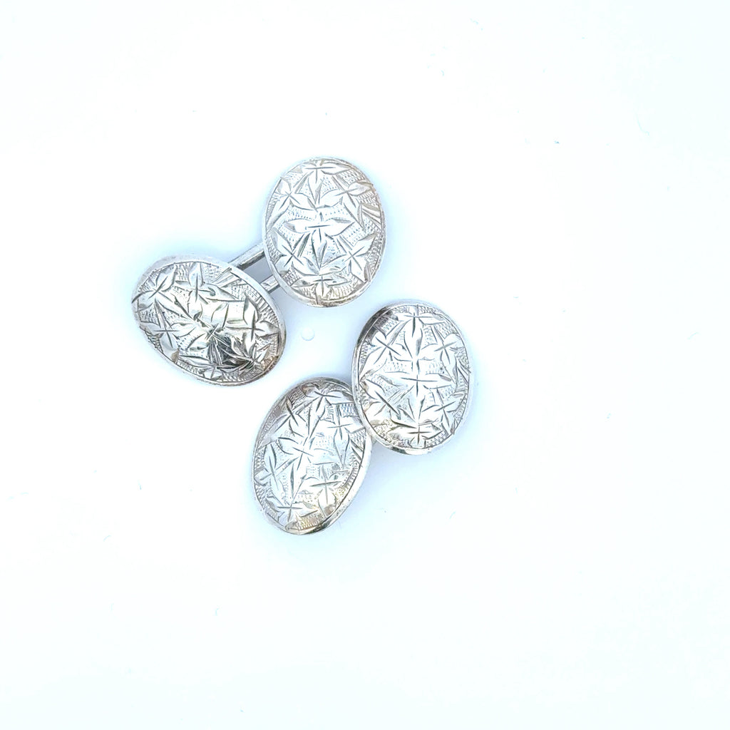 Victorian Sterling Silver Oval Cufflinks