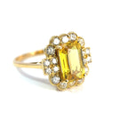Vintage 18ct Yellow Gold Yellow Sapphire & Diamond Cluster Ring