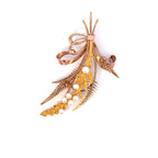 Vintage 9 Karat Gelbgold Perlen-Blumenstrauß-Brosche aus Kriegszeiten