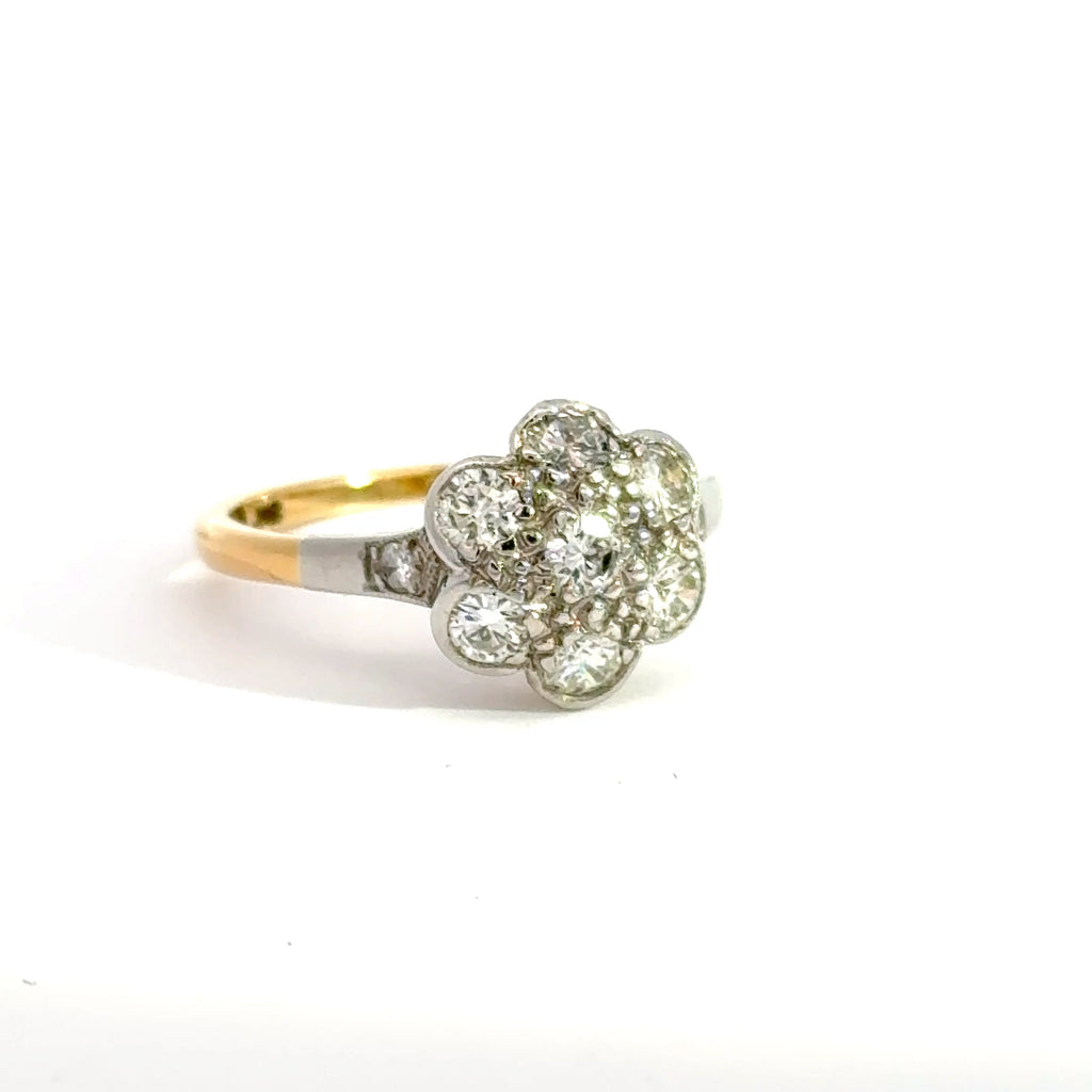 Diamond Daisy Cluster Ring Set in 18ct - Yellow Gold & Platinum