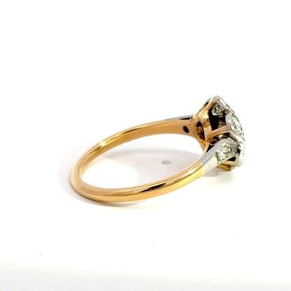 Antique Diamond Daisy Cluster Ring Set in Yellow Gold & Platinum