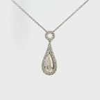 18ct White Gold Pear Cut Diamond Halo Necklace