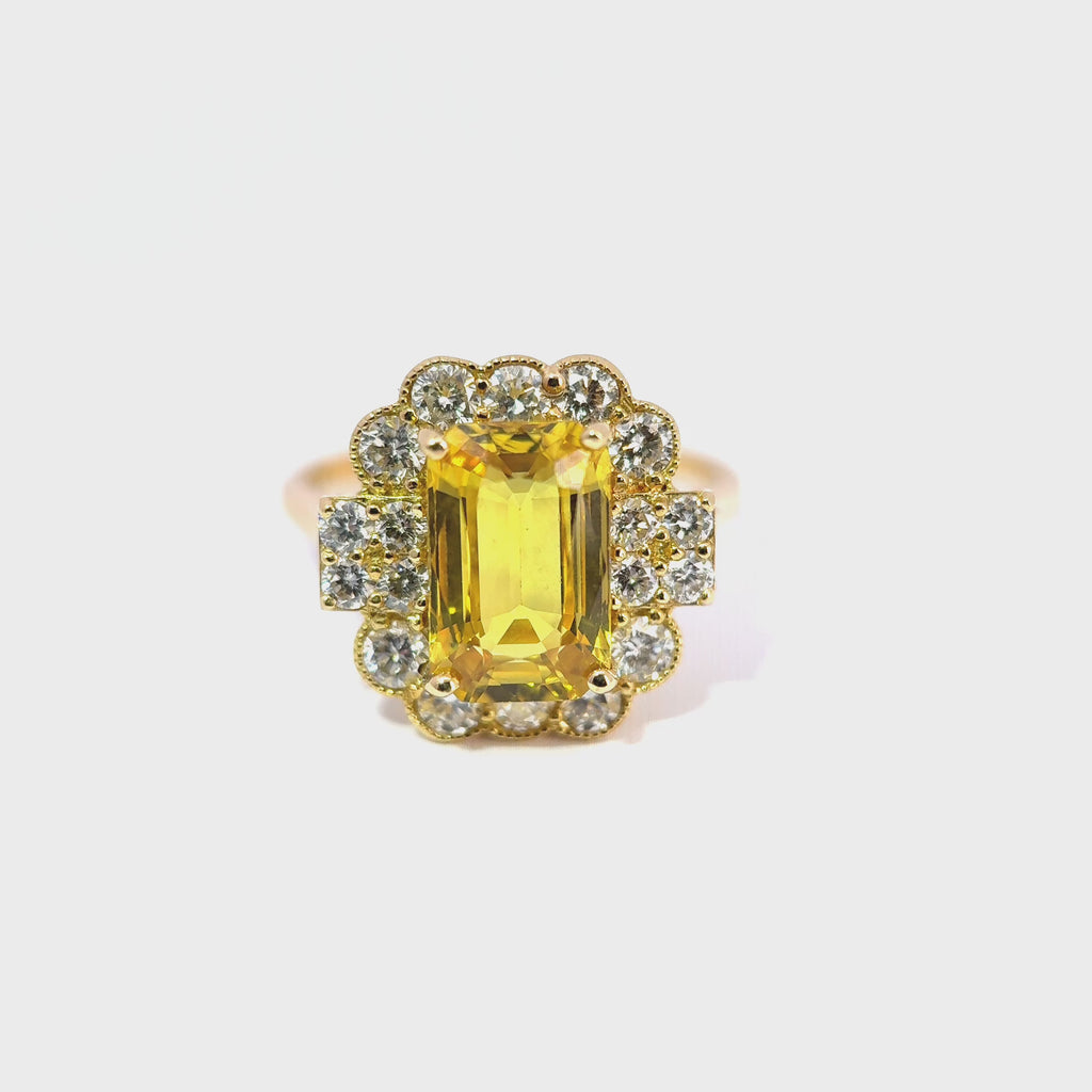 Vintage 18ct Yellow Gold Yellow Sapphire & Diamond Cluster Ring, circa 1990’s to early 2000’s