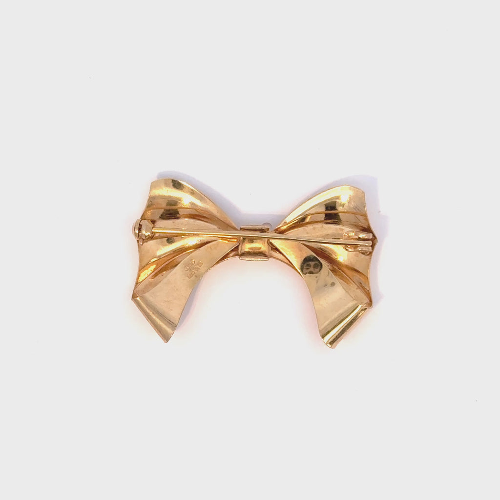 Vintage 9ct Yellow Gold Bow Brooch
