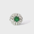 Platinum Emerald & Diamond Vintage Dress Ring