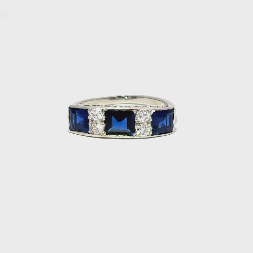 Antique Platinum Sapphire & Diamond Ring (c. 1930)