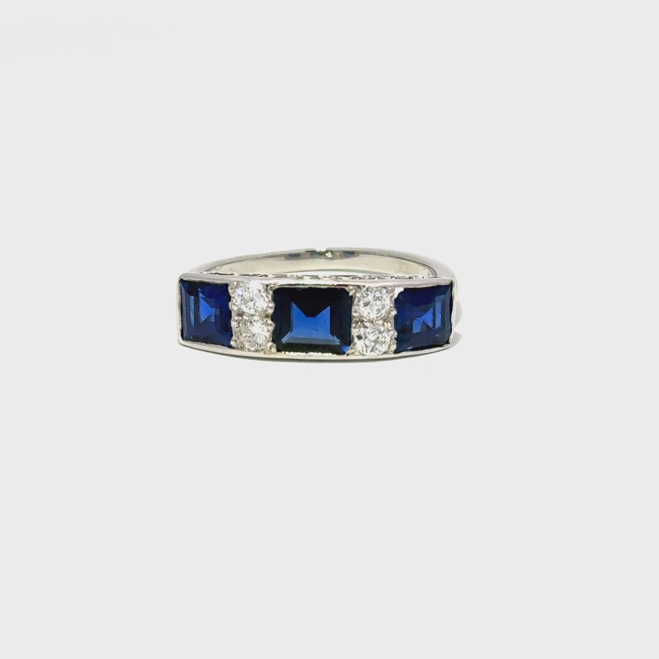 Antique Platinum Sapphire & Diamond Ring (c. 1930)