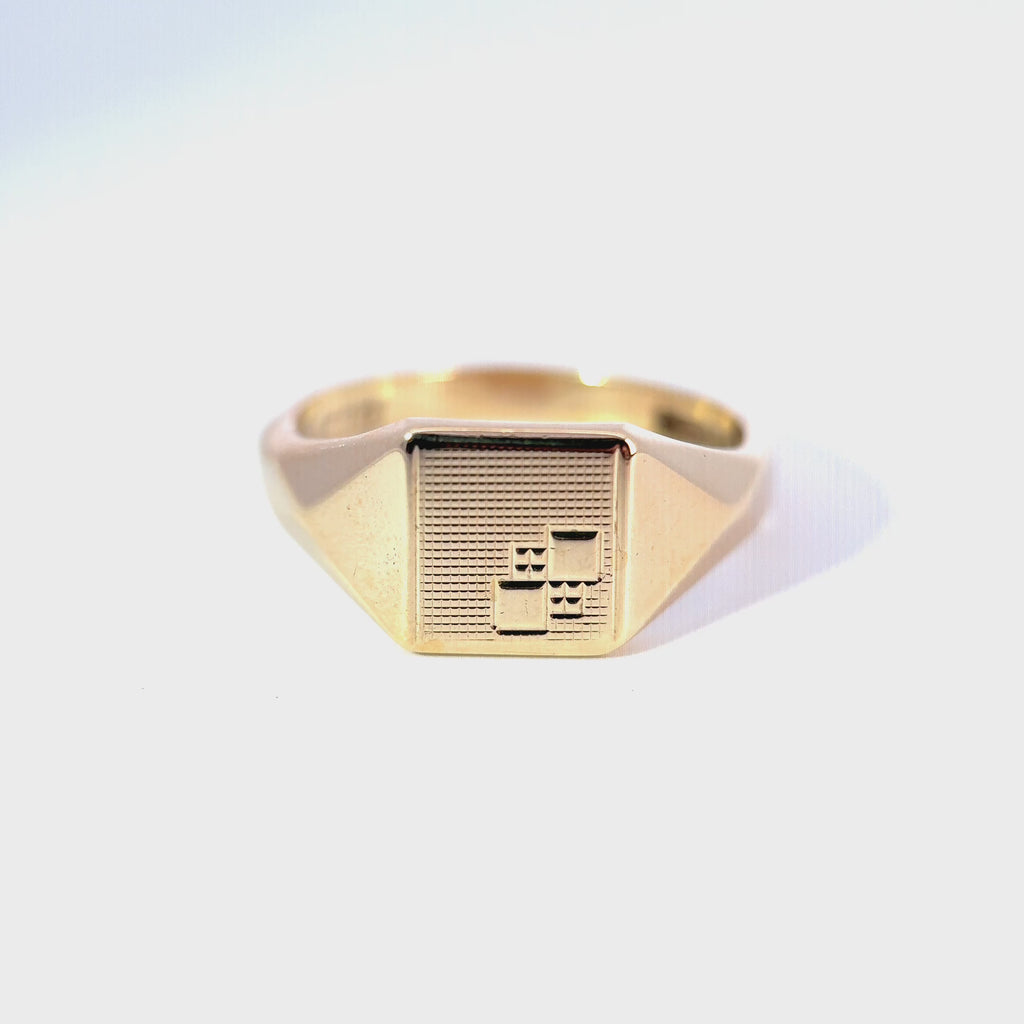 Vintage 9ct Yellow Gold Geometric Signet Ring