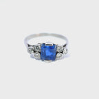 18ct White Gold Princess Cut Sapphire and Diamond Ring