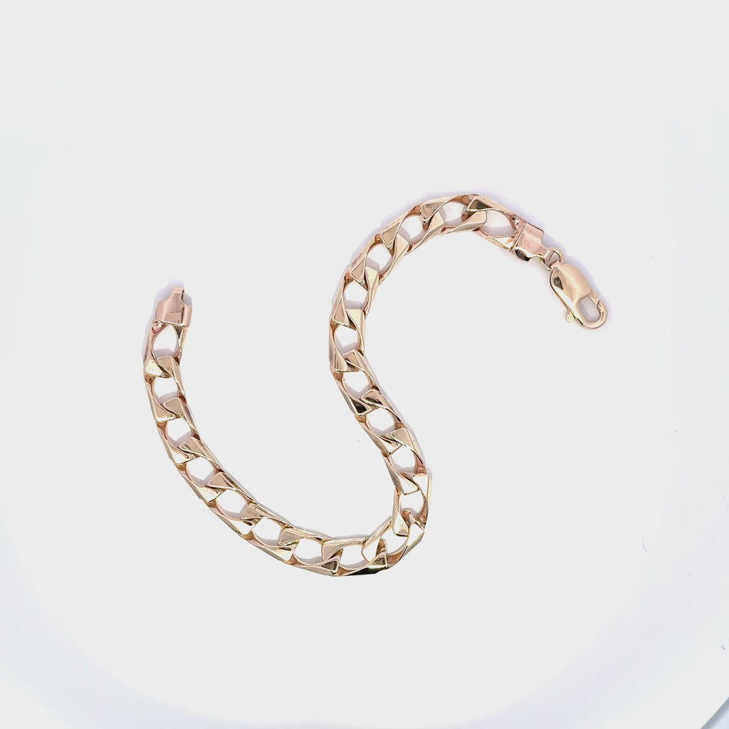 9ct Yellow Gold Square Curb Bracelet