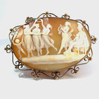 Antique 8ct Yellow Gold 'The Three Graces' Cameo Brooch (c. 1900's)