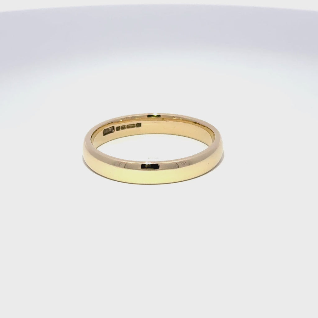 Antique 9ct Yellow Gold Band, Sheffield 1919, 3.7mm