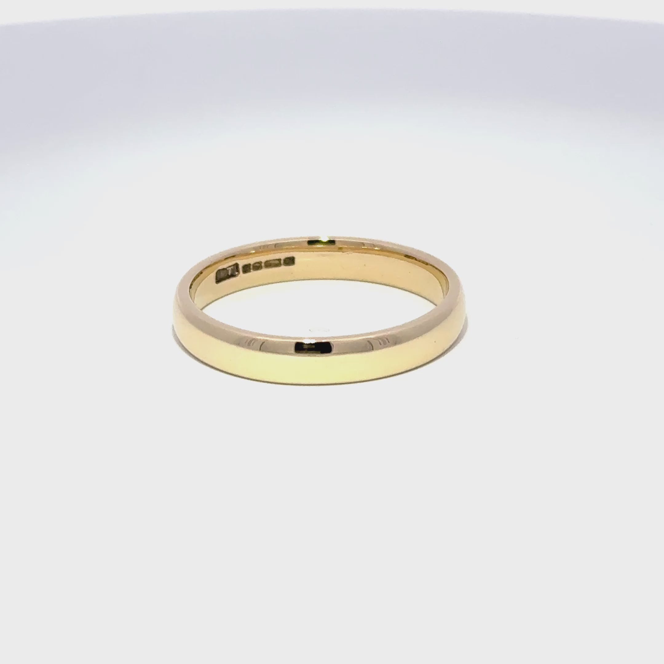 Antique 9ct Yellow Gold Band, Sheffield 1919, 3.7mm