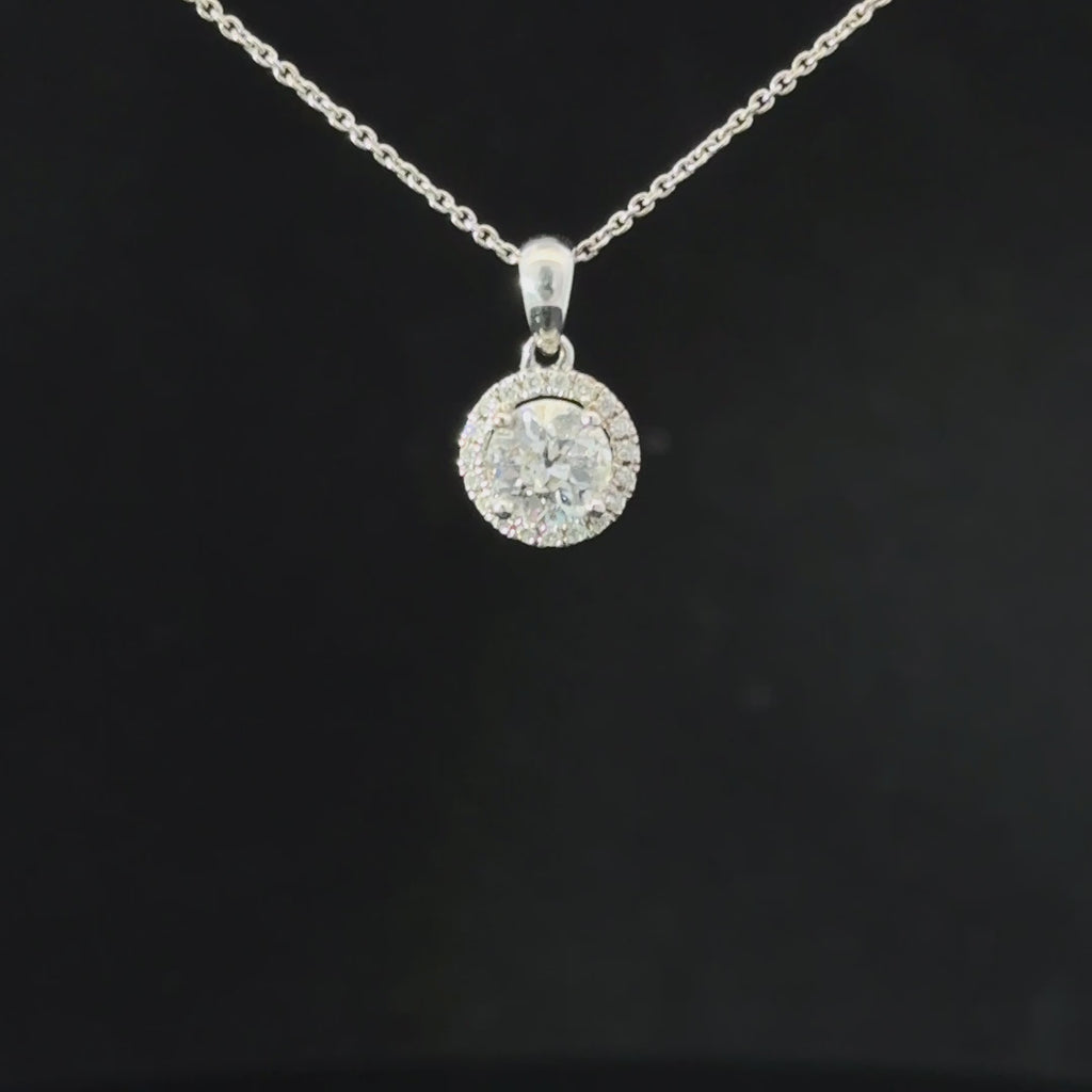 18ct White Gold Diamond Halo Necklace