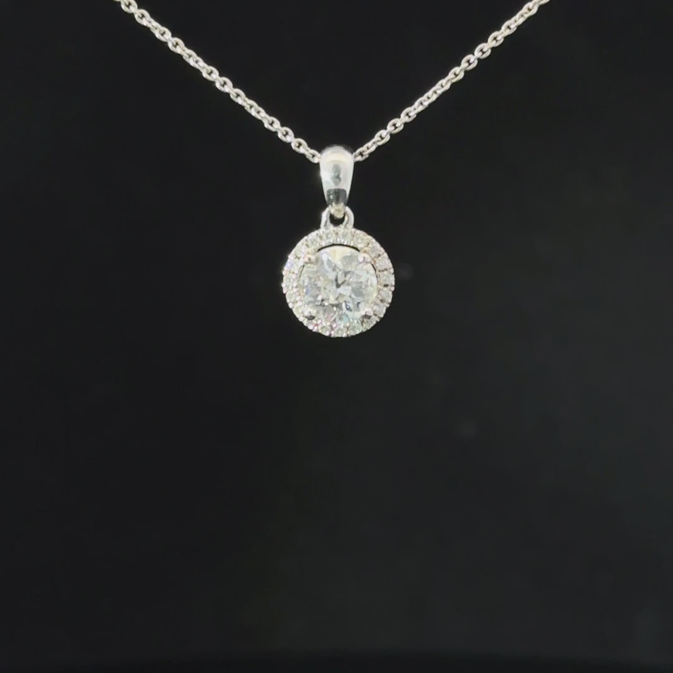 18ct White Gold Diamond Halo Necklace